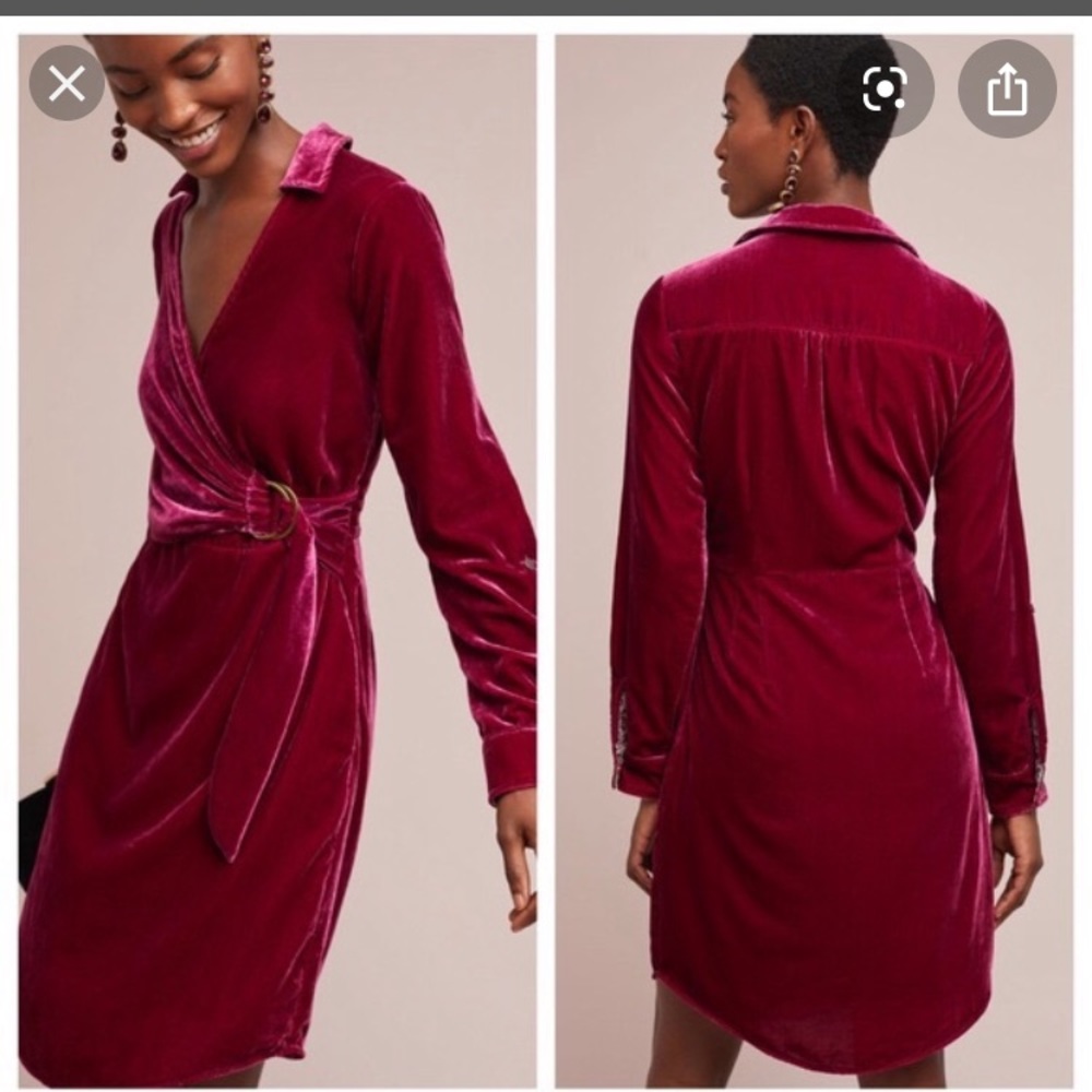 Anthropologie velvet shirt dress